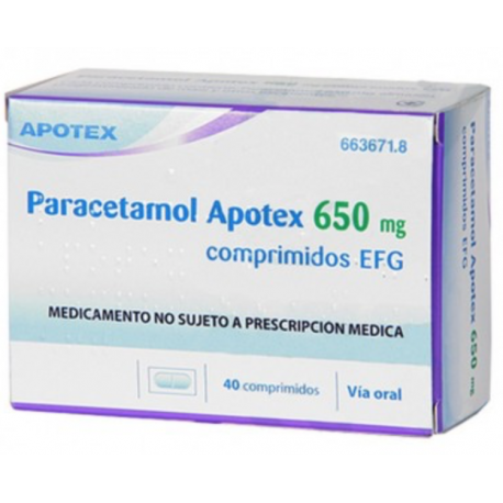 PARACETAMOL AUROVITAS SPAIN 650 MG COMPRIMIDOS EFG 40 COMPRIMIDOS