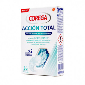 COREGA Acción Total Limpieza Prótesis Dental 36 Tabletas