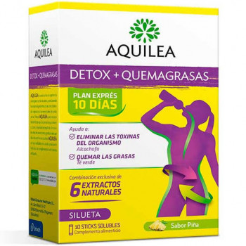 AQUILEA Detox+Quemagrasas 10 Sticks 15 ml Sabor Piña