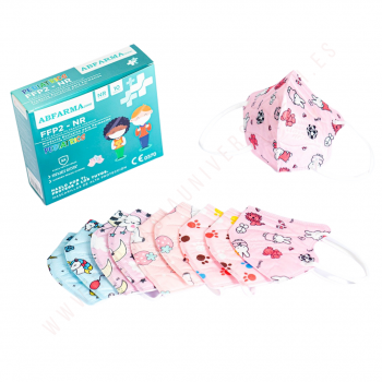 MASCARILLAS FFP2 CE INFANTILES DIBUJOS ROSA 10 U