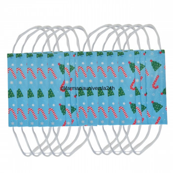 MASCARILLA Quirúrgicas Tipo II Navidad Celeste Infantil 10 Uds