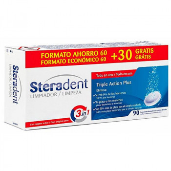 STERADENT TRIPLE ACCION PLUS LIMPIEZA 90TABLETAS