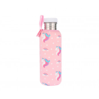 TUTETE Botella Acero Funda Rosa Unicornio 750 ml