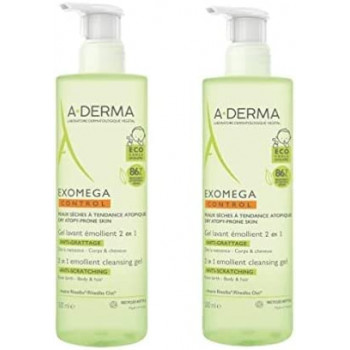 A-DERMA Exomega 2 en 1 Cuerpo y Cabello Gel Limpiador 2X500ml