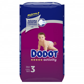 DODOT Pañal Infantil Talla 3 (6-10 kg) 56 Uds