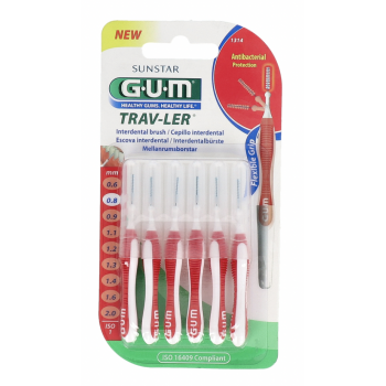 Gum Cepillo Interdental Viaje Ultrafino Cilíndrico 0,8 mm 6 Uds