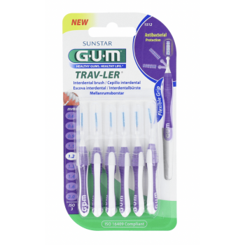 GUM Cepillo Interdental Viaje Extrafino 1,2 mm Cilíndrico 6 Uds