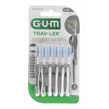 GUM Cepillo Interdental Viaje 2 mm 6 Uds