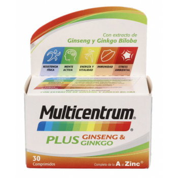 MULTICENTRUM Plus Ginseng y Ginkgo 30 Comprimidos