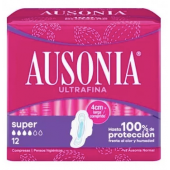 AUSONIA Compresas Higiénicas Femeninas Airdry Super Alas 12 Uds