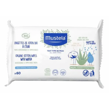 MUSTELA Toallitas al Agua de Algodón 60 Uds