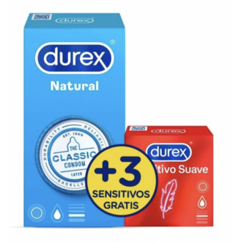 DUREX Pack Natural Plus + Sensitivo Confort Preservativos 12 + 3 Uds