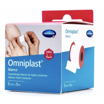 OMNIPLAST Esparadrapo Hipoalérgico Tejido Resistente 1 Ud 5 m x 2,5 cm Color Blanco