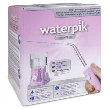 WATERPIK WP- 300 Irrigador Bucal Eléctrico Traveler Con Adaptador Viajes Pink