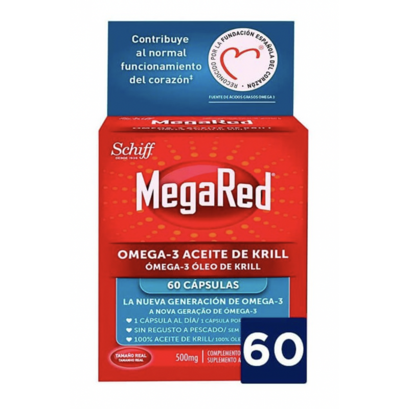 MEGARED 500 Omega 3 Aceite de Krill 60 Cápsulas