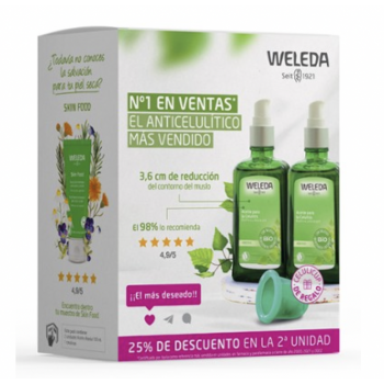 WELEDA Abedul Duplo Aceite Anticelulítico 2 x 100 ml + Regalo Celulicup