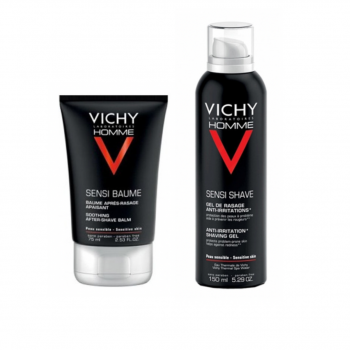 VICHY Homme Rutina de Afeitado Bálsamo Calmante 75 ml + Regalo Gel de Afeitado Anti-irritaciones 150 ml