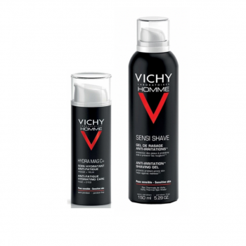 VICHY Homme Rutina Antiedad Tratamiento Antifatiga Rostro y Ojos 50 ml + Regalo Gel de Afeitado Anti-Irritaciones 150 ml