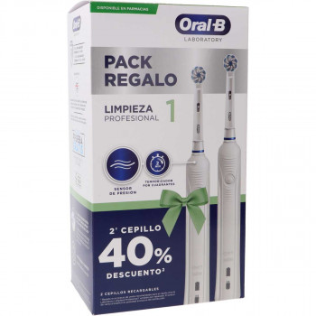 ORAL-B Pack Regalo Limpieza Profesional Cepillos Dentales Recargables Eléctricos 2 unidades