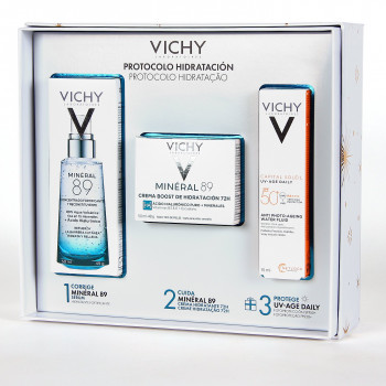 VICHY Pack Sérum Mineral 89 50 ml + Crema Ligera Mineral 89 50 ml + Uv-Age Daily Sin Color 15ml (Regalo)