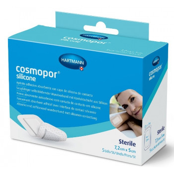 COSMOPOR Silicone Apósito Estéril 7,2 cm x 5 cm 5 Uds