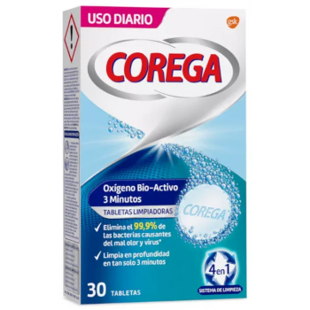 COREGA Oxígeno Bio Activo 3 Minutos 30 Tabletas