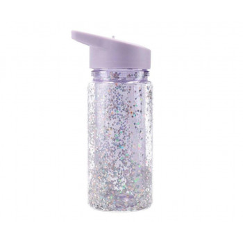 TUTETE Botella Plástico con Pajita Glitter Stars Lilac 1 ud