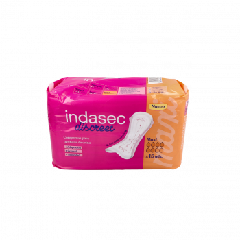 INDASEC Discreet Compresas Maxi Pérdidas Leves 15 Unidades