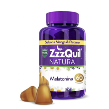 ZZZQUIL NATURA Melatonina sabor a mango y plátano 90gummies