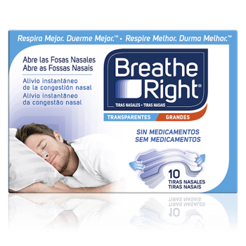 BREATHE RIGHT Tiras nasales transparentes 10 uds