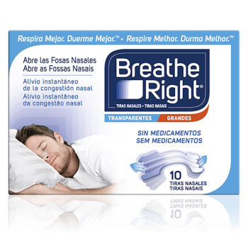 BREATHE RIGHT Tiras Nasales Transparentes  Grandes 10 Unidades