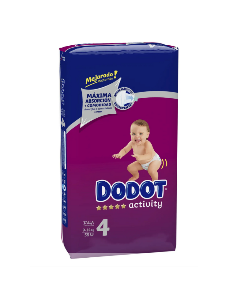 DODOT Activity Pañal Infantil Talla 4 (9-14 Kg) 58 uds