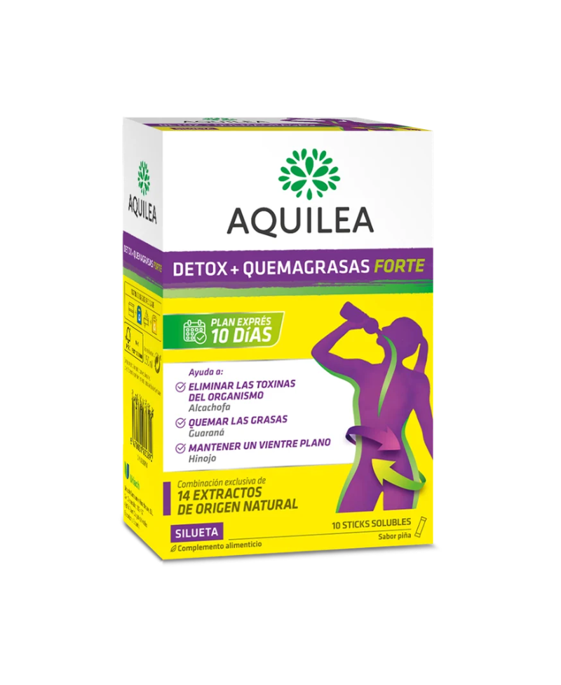 AQUILEA Detox + quemagrasas forte 10 Sticks 15 ml Sabor Piña