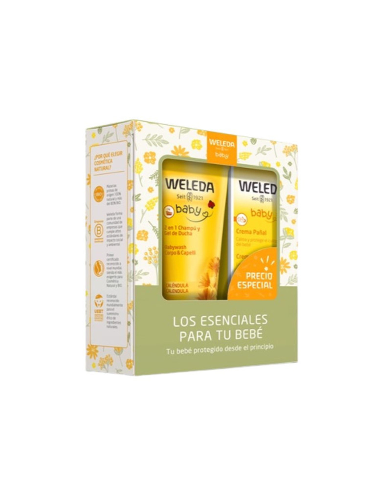 WELEDA Caléndula Pack Champú y Gel de Ducha 200 ml + Crema Pañal 75 ml