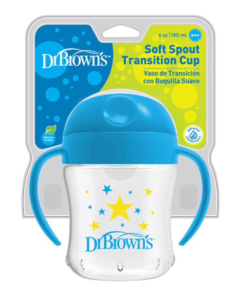 DR BROWN´S Vaso de Aprendizaje Boquilla Suave +6m Azul 180 ml