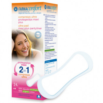 FARMACONFORT 2 en 1 Protegeslips Maxi Plus / Compresa Ultra 24 Uds