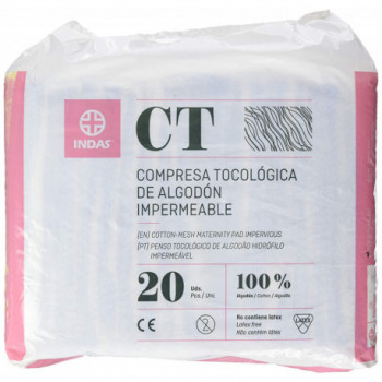 COMPRESAS TOCOLOGICAS INDAS ALGODON 20 U