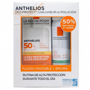 ANTHELIOS Pack Fluido Invisible SPF 50+ 50ml + Bruma Antibrillos 75 ml