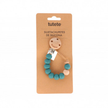 TUTETE CADENA CHUPETE SILICONA NATURE TEAL MENTA