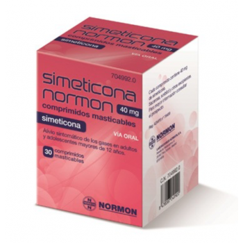 SIMETICONA NORMON 40 MG COMPRIMIDOS MASTICABLES, 30 COMPRIMIDOS