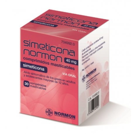 SIMETICONA NORMON 40 MG COMPRIMIDOS MASTICABLES, 30 COMPRIMIDOS