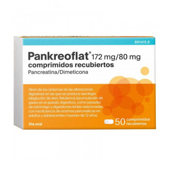 PANKREOFLAT 172 MG/80 MG COMPRIMIDOS RECUBIERTOS  50 COMPRIMIDOS