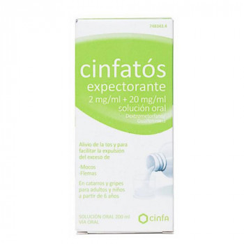 CINFATOS EXPECTORANTE 2 MG/ML + 20 MG/ML SOLUCION ORAL , 1 FRASCO DE 125 ML