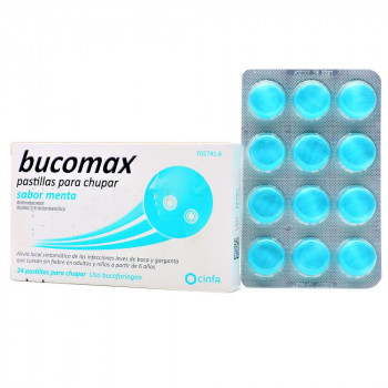 BUCOMAX PASTILLAS PARA CHUPAR SABOR MENTA , 24 PASTILLAS