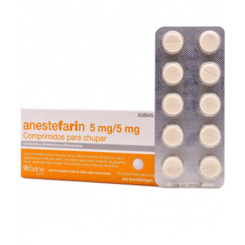 ANESTEFARIN 5 MG/5 MG COMPRIMIDOS PARA CHUPAR , 20 COMPRIMIDOS