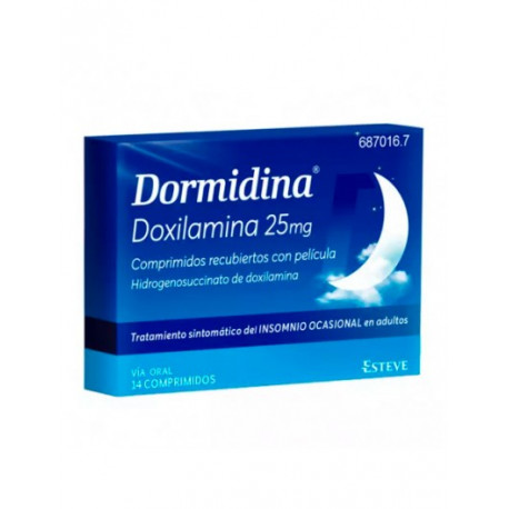 DORMIDINA DOXILAMINA 25 MG COMPRIMIDOS RECUBIERTOS CON PELICULA , 14 COMPRIMIDOS