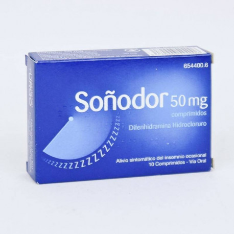 SOÑODOR DIFENHIDRAMINA 50 MG COMPRIMIDOS , 10 COMPRIMIDOS