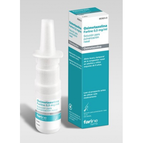 OXIMETAZOLINA FARLINE  0,5 MG/ML SOLUCION PARA PULVERIZACION NASAL , 1 FRASCO DE 15 ML