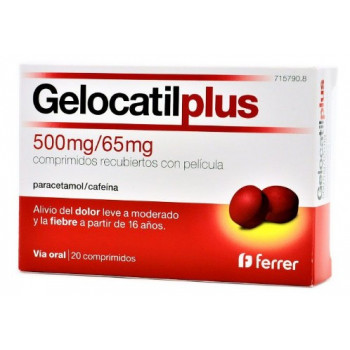 GELOCATIL PLUS 500 MG/65 MG COMPRIMIDOS RECUBIERTOS CON PELICULA, 20 COMPRIMIDOS