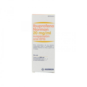 IBUPROFENO NORMON 20 MG/ML SUSPENSION ORAL EFG , 1 FRASCO DE 200 ML